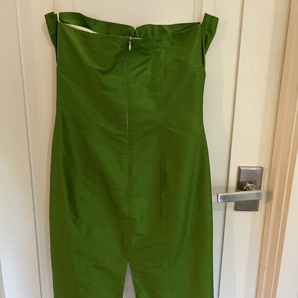 Pam Chorley - Vintage Fashion Crimes strapless, silk, green dress. Size medium. - Picture 4 of 7